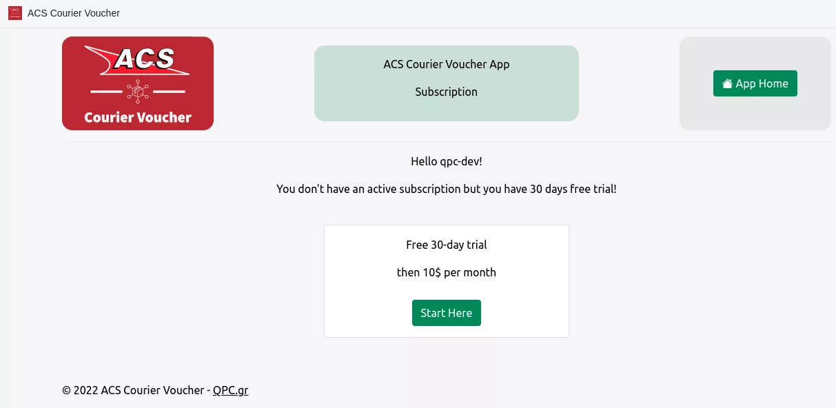 The subscription page