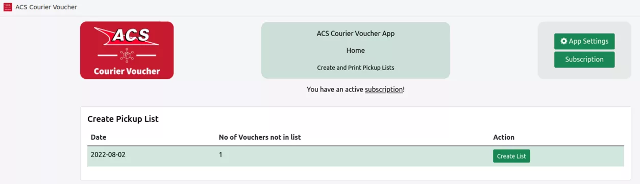 The app home page with today's vouchers