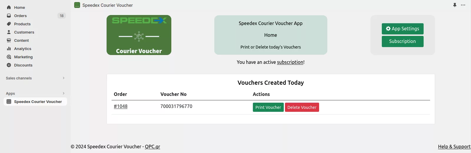 The app home page with today's vouchers